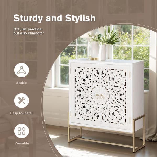 PHI VILLA Accent Cabinet With Doors Small Buffet Sideboard