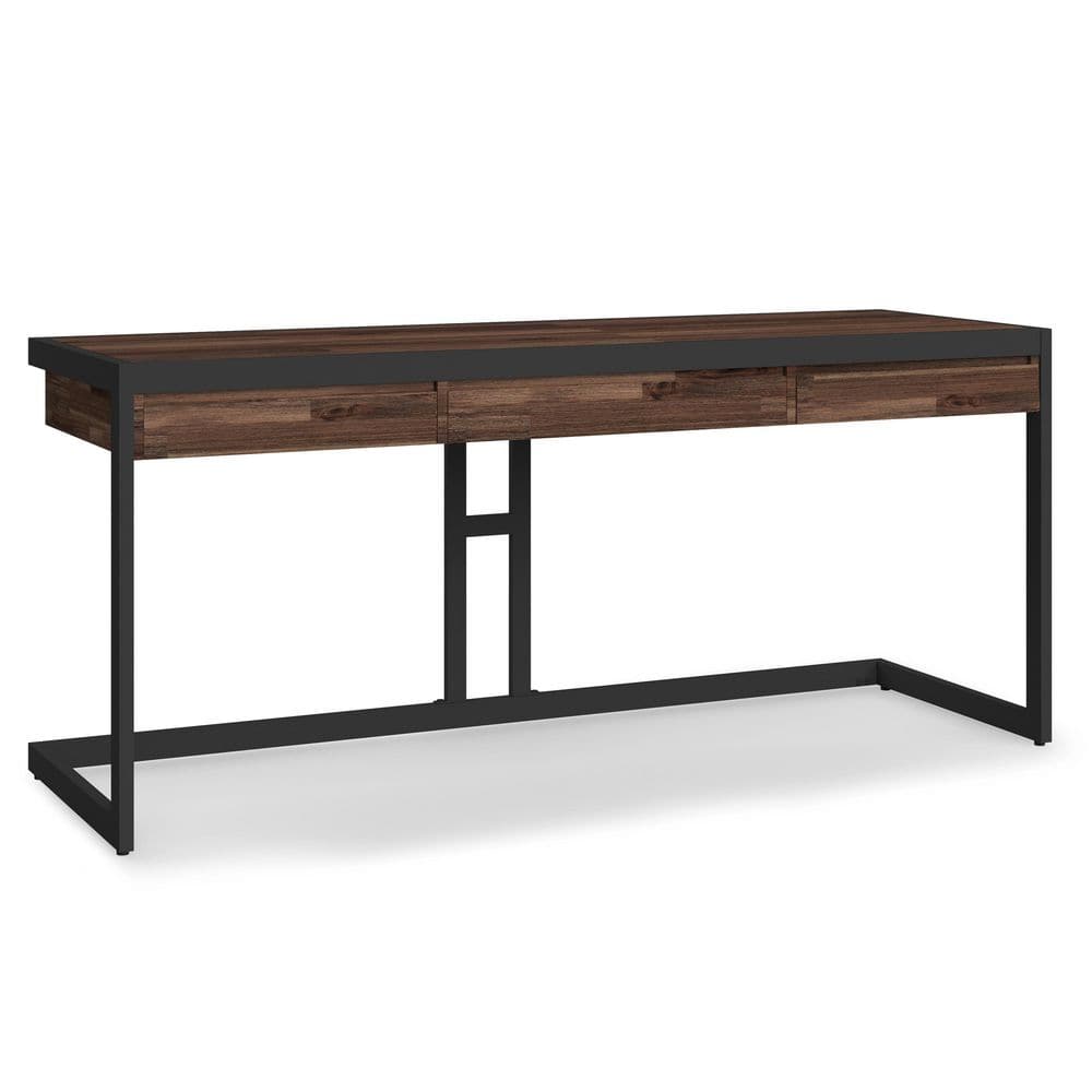 Erina Distressed Charcoal Brown Solid Acacia Large Desk with Drawers
