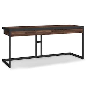 Erina 72 in. W Rectangle Distressed Charcoal Brown SOLID ACACIA WOOD Large Computer Desk