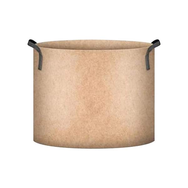5-Pack 5 Gallon Heavy Duty Thickened Nonwoven Aeration Fabric Plant Grow Bags with Strap Handles in Tan