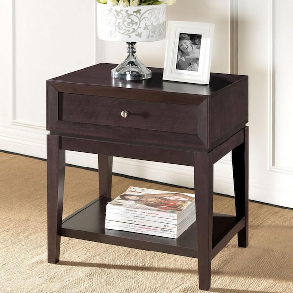 Baxton Studio Morgan 1-Drawer Dark Brown Nightstand