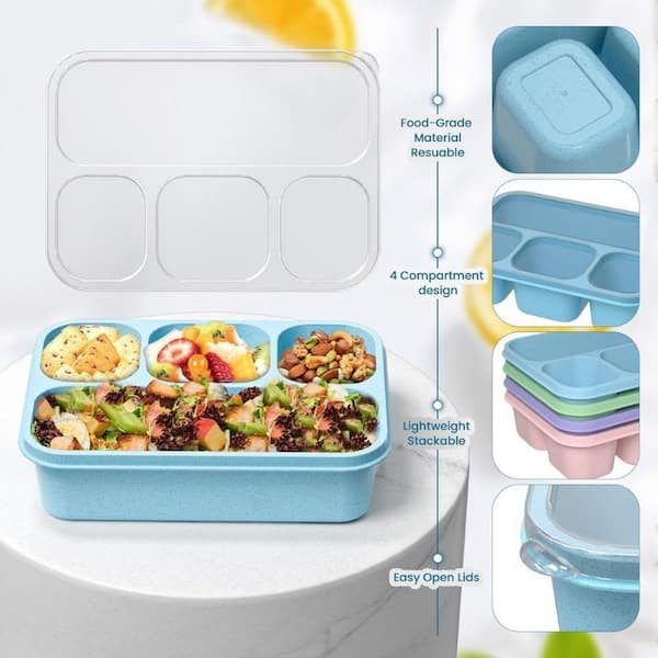 Lynzavix Plastic Snackle Box Container with 4-Compartment Bento