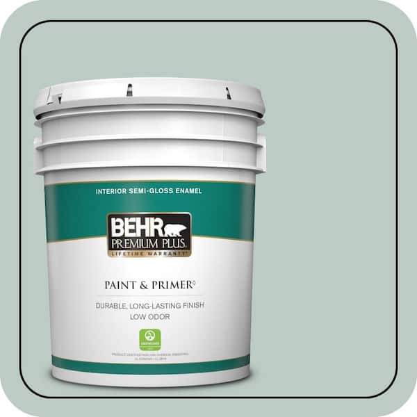 BEHR PREMIUM PLUS 5 gal. Home Decorators Collection #HDC-CL-23 Soothing Spring Semi-Gloss Enamel Low Odor Interior Paint & Primer