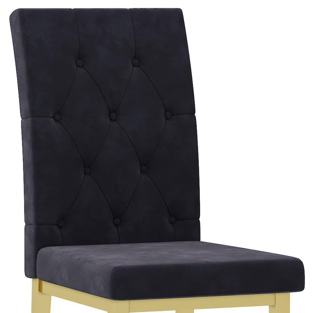Modern Black Velvet Seat Dining Chairs Set of 4 for Kitchen, Living, Dining Room