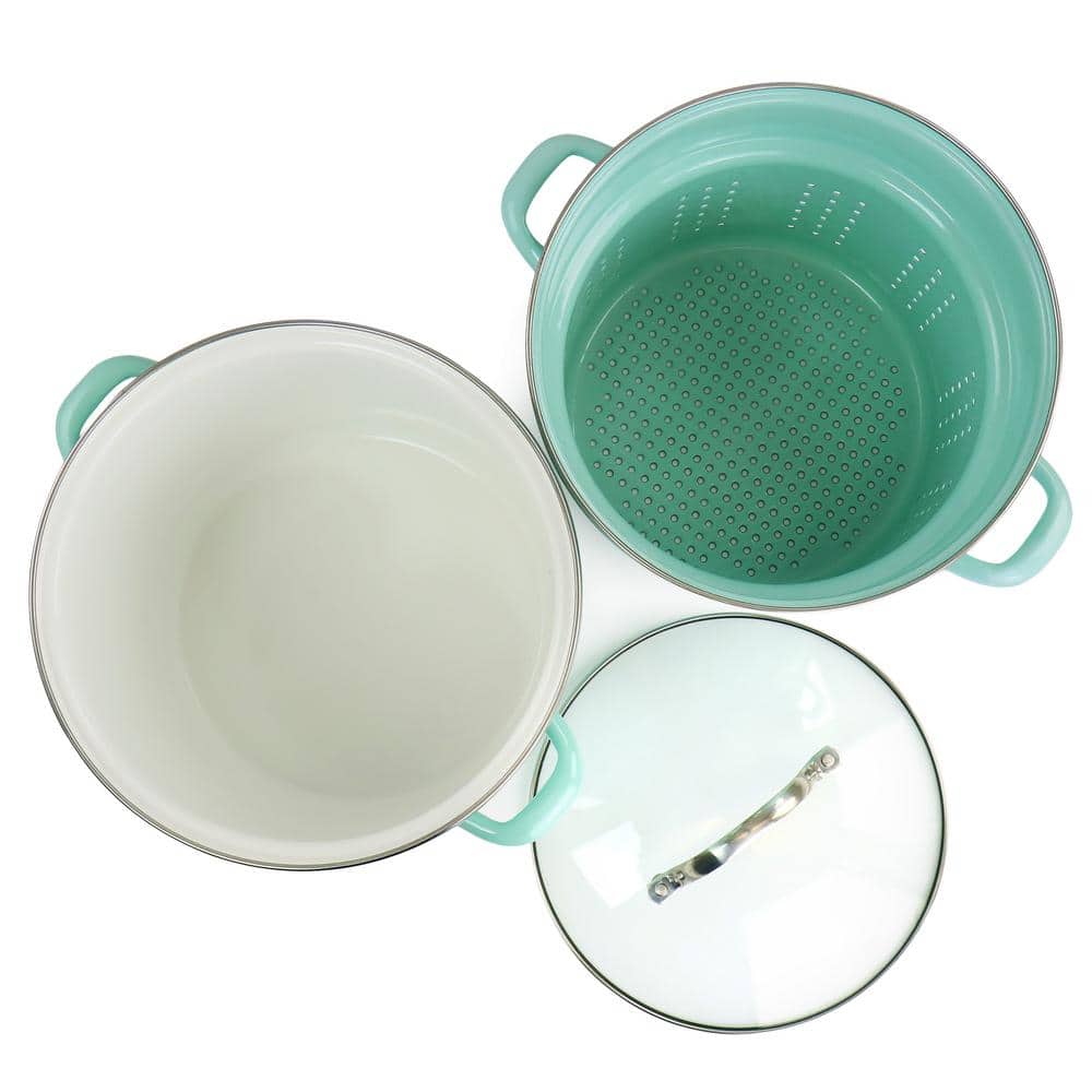 Aqua 8 Qt Stainless Steel Stock Pot with Steamer Insert