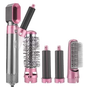 5-in-1 Curling Wand Hair Dryer Set Professional Hair Curling Iron for Multiple Hair Types and Styles, Pink
