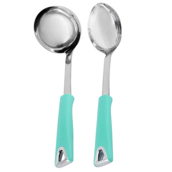 MARTHA STEWART EVERYDAY Drexler 2-Piece Ladle and Serving Spoon Kitchen Tool Set in Turquoise