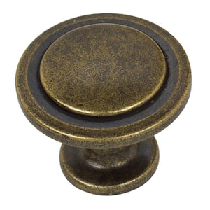 1-1/4 in. Dia Antique Brass Classic Round Ring Cabinet Knobs (10-Pack)