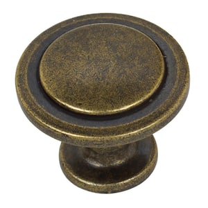 2-1/2 in. Antique Brass Round Classic Cabinet Knob Backplate (10-Pack)