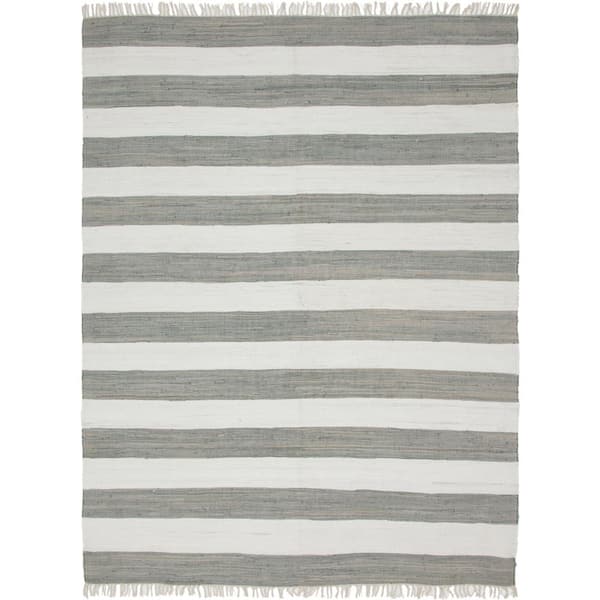 StyleWell Lorelei Gray/Ivory 9 ft. x 12 ft. Striped Area Rug