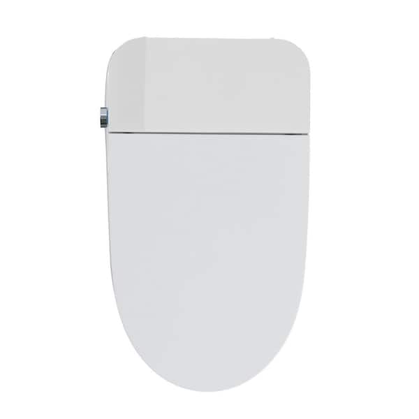Auto Flushing Elongated Smart Bidet Toilet 1.28 GPF in White with Heated Seat, Adjustable Temp, Remote Control Side Know