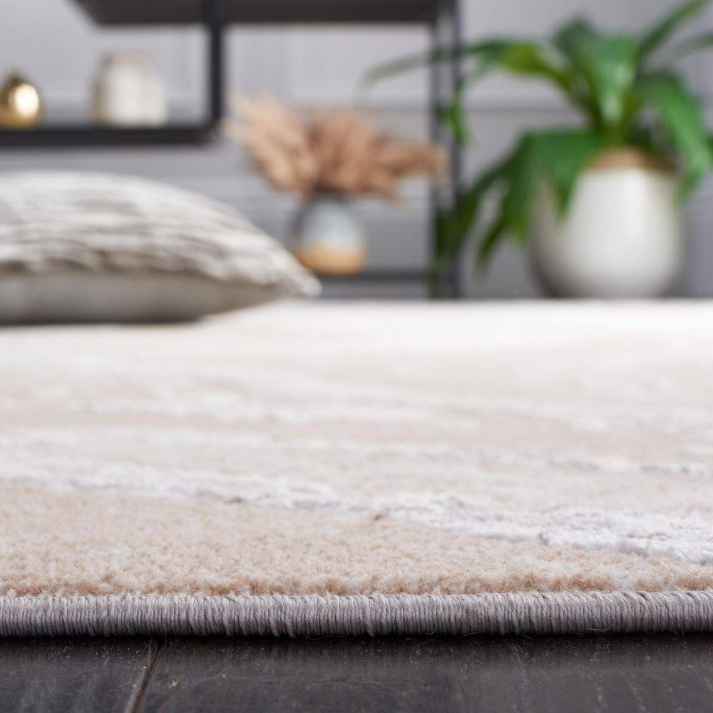 Amelia 8' x 10' Gray Beige Hand-knotted Synthetic Area Rug