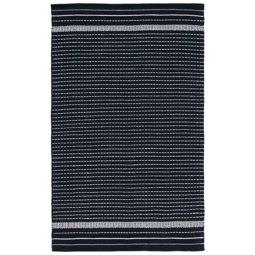 Black and Ivory Handwoven Wool Kilim Area Rug, 3' x 5'