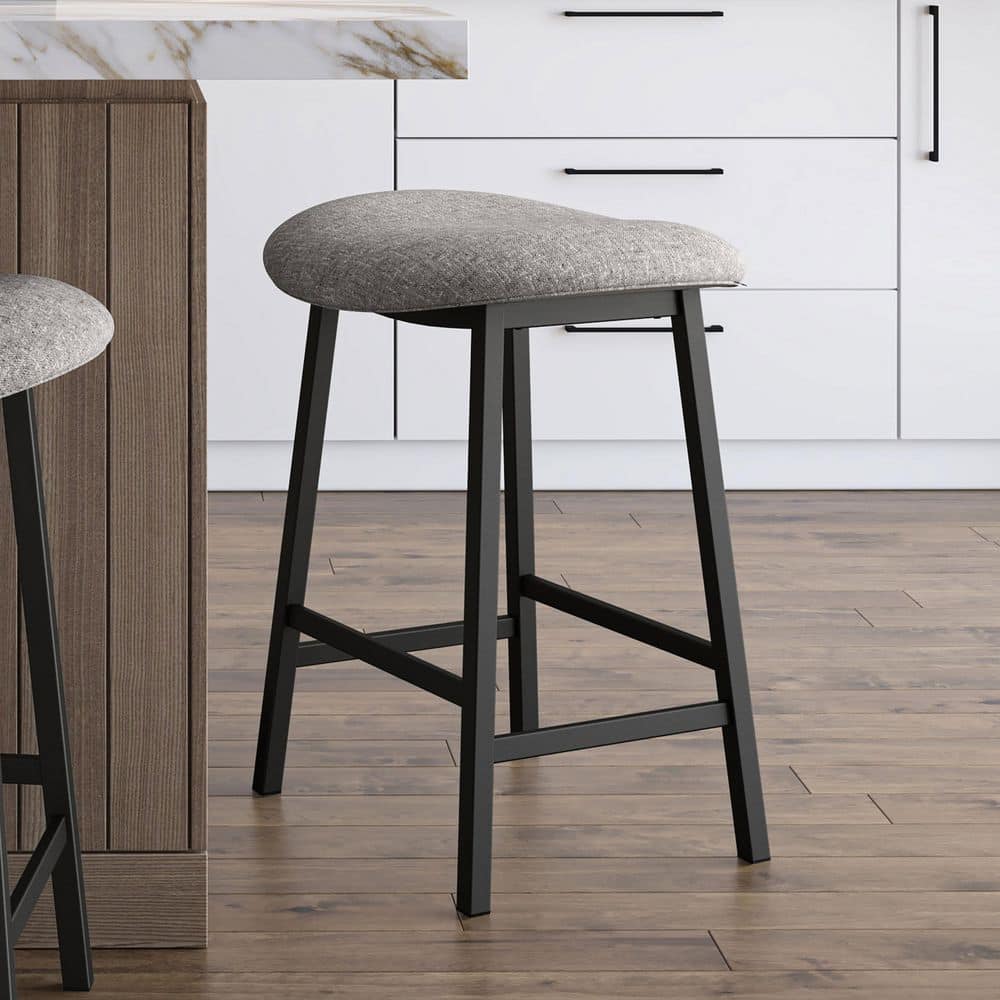 Winston 30.5 in. Grey Polyester with Black Pepper Spots / Black Metal Bar Stool price history on PriceWatchPro