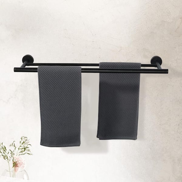 1-Pack 24 in. Wall Mounted Double Towel Bar Bath Hardware Accessory in Oil Rubbed Bronze