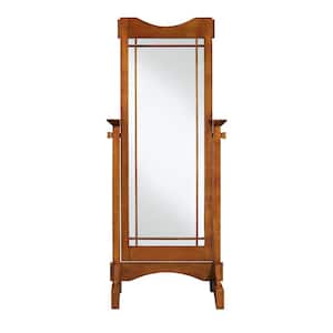 Large Oak Wood Tilting Mission Mirror (60 in. H X 25.25 in. W)