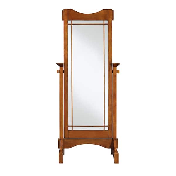 Powell Company Large Oak Wood Tilting, Mission Style Mirror Frame