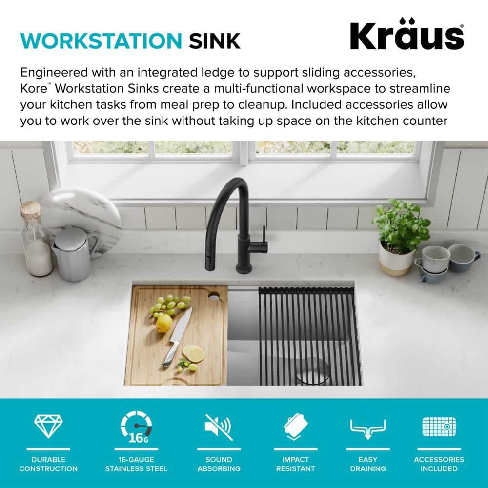Kore 30-Inch Stainless Steel Undermount Single Bowl Kitchen Sink