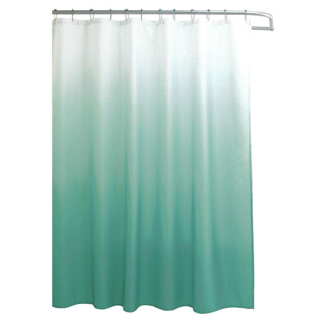 Washable 70 in. W x 72 in. L Fabric Textured Shower Curtain with 12-Easy Gl
