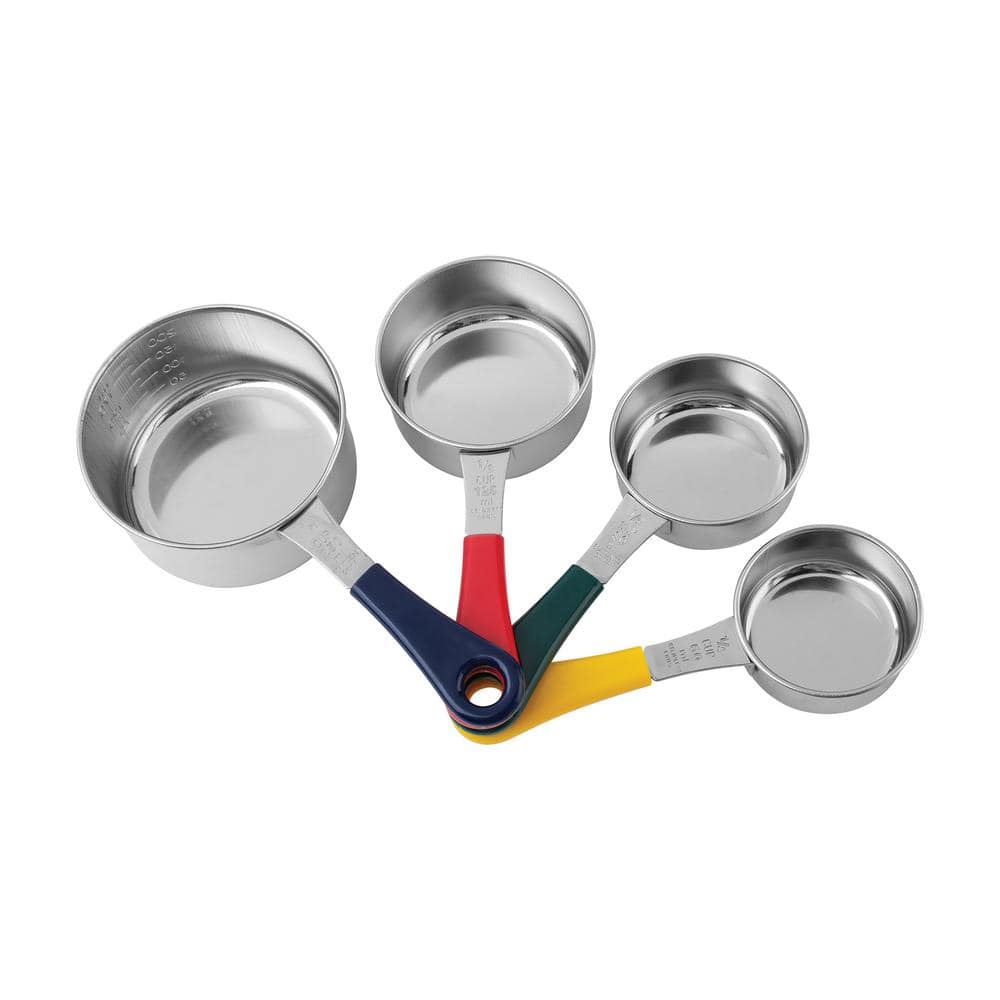 Color-Coded Stainless Steel Measuring Cup Set with Engraved Measurements