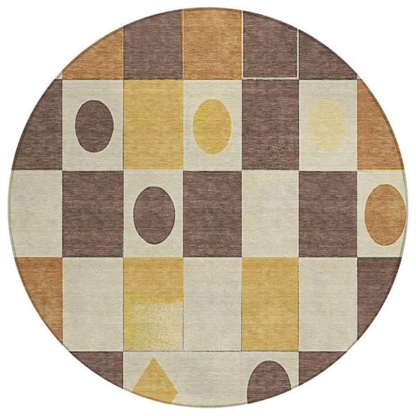 Addison Rugs Chantille Machine Washable Indoor/Outdoor Abstract ACN2181 Brown 8 ft. x 8 ft. Area Rug