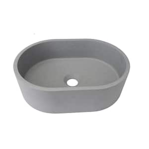 15.75 in. Concrete Oval Bathroom Vessel Sink in Gray
