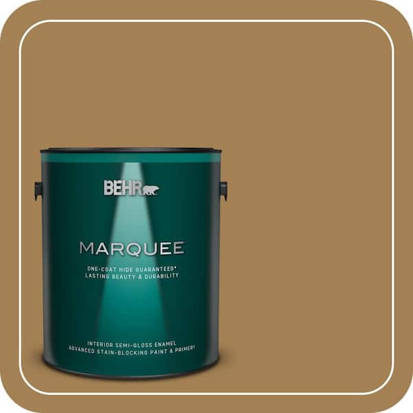 BEHR MARQUEE 1 gal. #MQ2-14 Lavish Gold One-Coat Hide Semi-Gloss Enamel Interior Paint & Primer