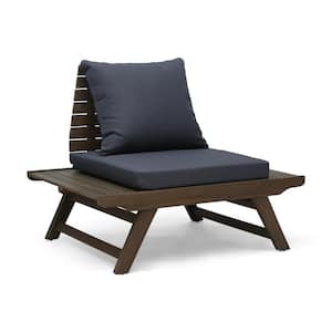 Sudbury Gray Acacia Wood Outdoor Patio Lounge Chair with Dark Gray Cushions