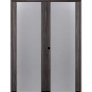 Paola 202 36"x 84" Right Hand Active Full Lite Frosted Glass Gray Oak Finished Wood Composite Double Prehung French Door