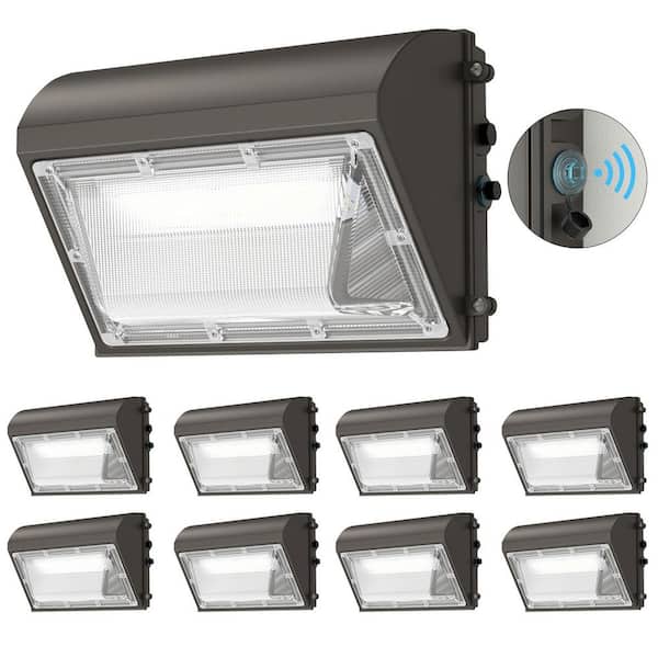 AIKVSXER 8-Pack 800-Watt Equivalent 19500LM Outdoor Integrated LED Wall Pack Light with Dusk to Dawn Photocell, 5000K Fixture