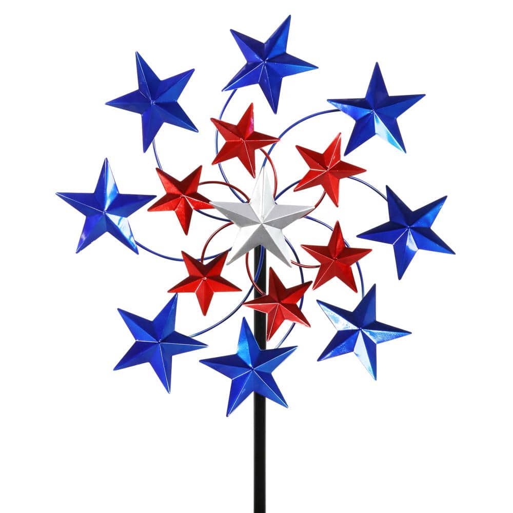 Patriotic Metal Wind Spinner Set of 2 Details about   America Flag Metal Pin wheel Garden Stake 