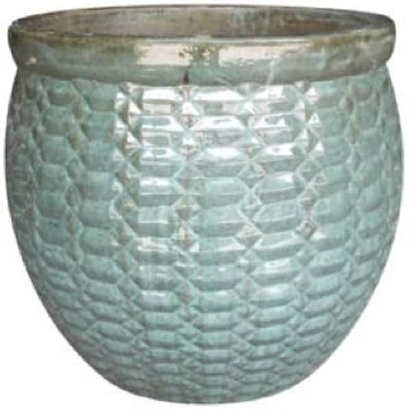 Unbranded Large 23.5 in. Blue Clay Pot