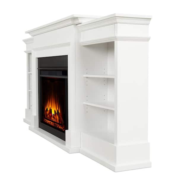 Ashton Grand 92 in. Freestanding Electric Fireplace TV Stand in White