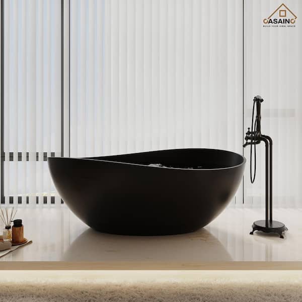 CASAINC 63 in. x 37 in. Soaking Bathtub in Matte Black