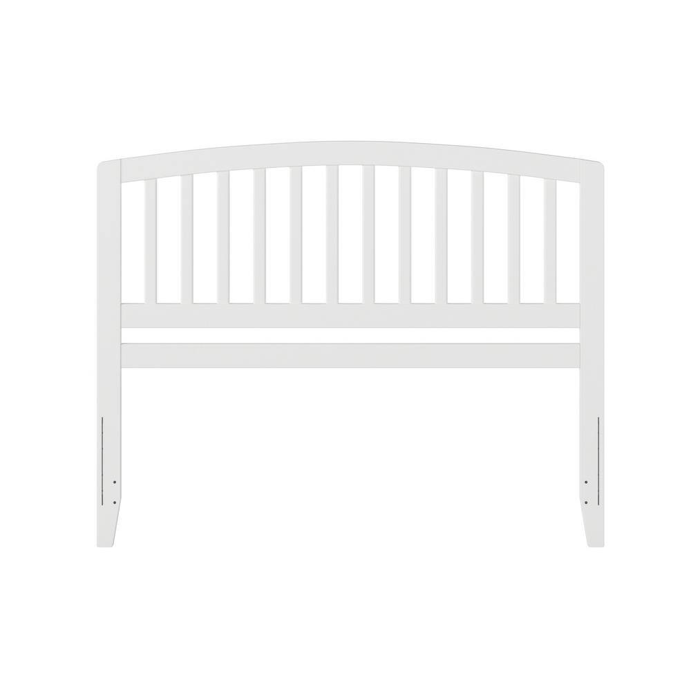 Queen White Wood Slatted Headboard with USB Charging Station
