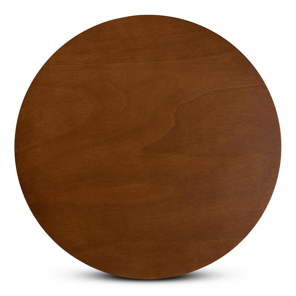 Adara 5-Piece Grey Fabric and Walnut Wood Circular Dining Set
