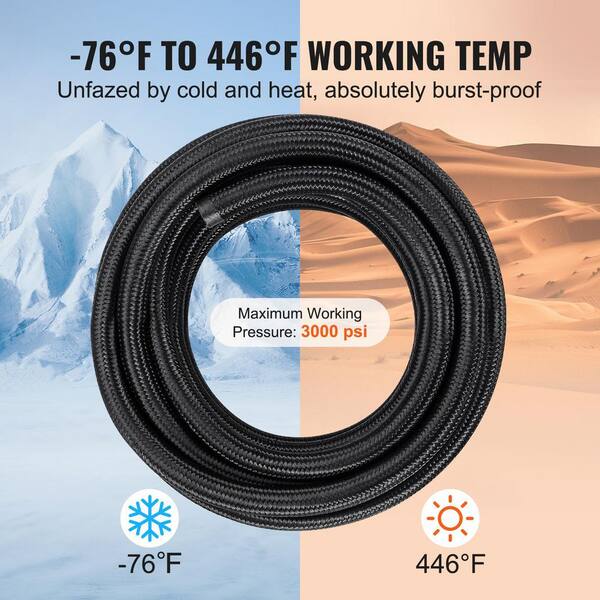 16FT 6AN Fuel Line Hose Kit – Nylon/Steel Braided, AN6 Fittings, Swivel Ends, Universal