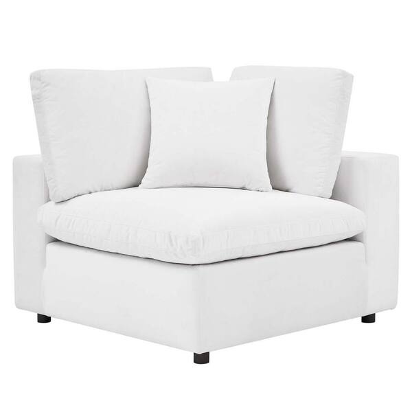 MODWAY Commix 1-Piece White Velvet Seats 1-Symmetrical Sectionals Corner Chair