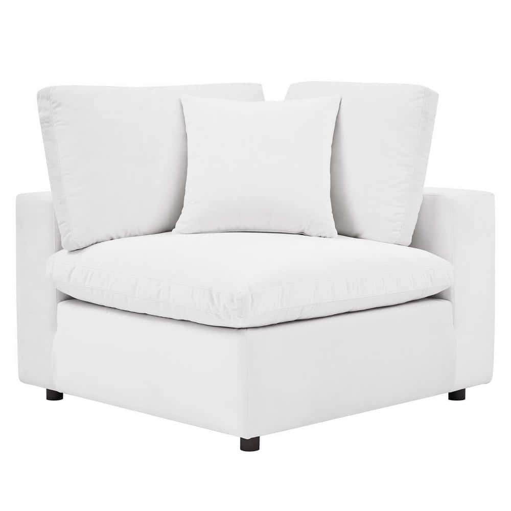 Luxurious White Velvet 4-Piece Sectional Sofa with Ottoman