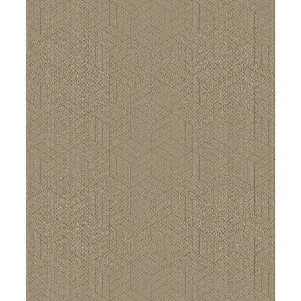 A-Street Prints Izarra Copper Brown Geometric Block Wallpaper Sample