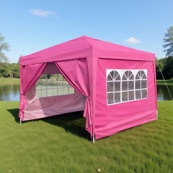 10 ft. x 10 ft. Dark Pink Outdoor Pop Up Tent with Removable