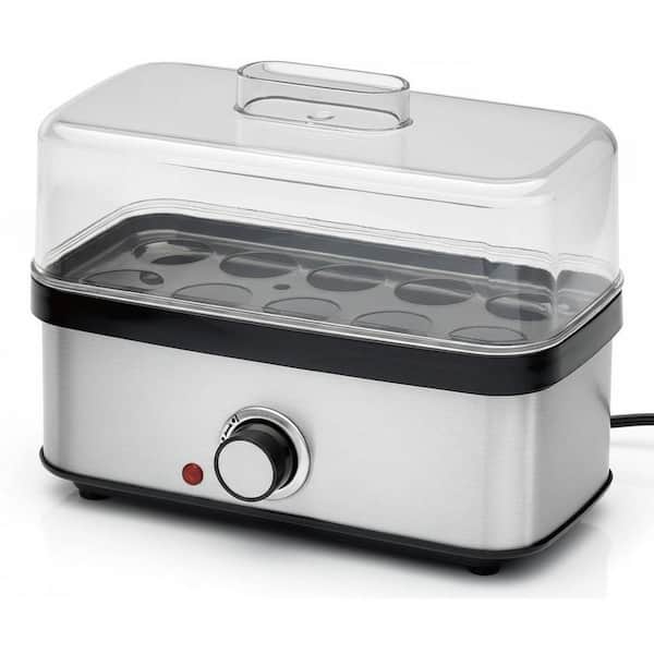 Plastic 8-Piece White Electric Egg Cooker Omelette Pans Set Rapid Boil Auto Shut Off Compact Easy Clean