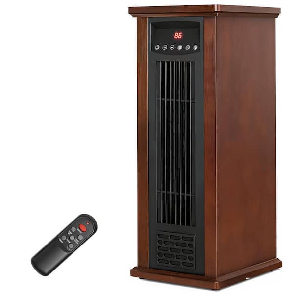 1500W Electric Tower Radiant Infrared Space Heate,with Tip-Over,Overheat Protection,Remote,3 Heat Settings,12H Timer