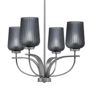 Olympia 4-Light Uplight Chandelier Graphite Finish 5 in. Smoke Textured Glass