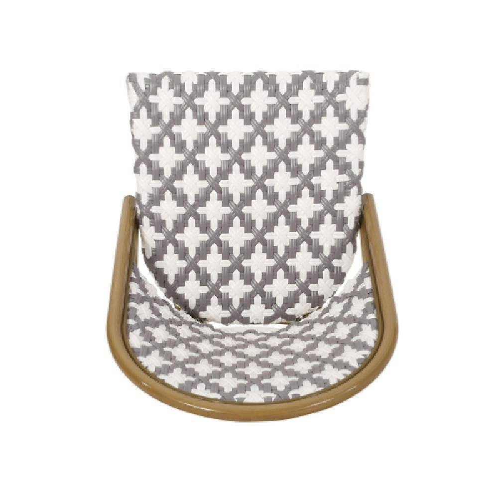 Gray and White Bamboo Print Outdoor Aluminum Bistro Dining Chairs