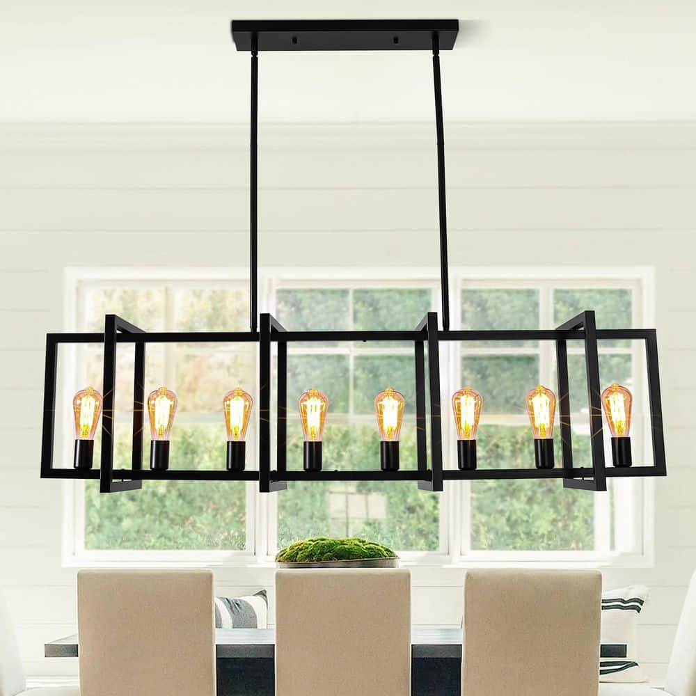60-Watt 8 Light Black Classical Farmhouse Pendant Light with No Bulbs Included for Kitchen Island Living Room Foyer price history on PriceWatchPro