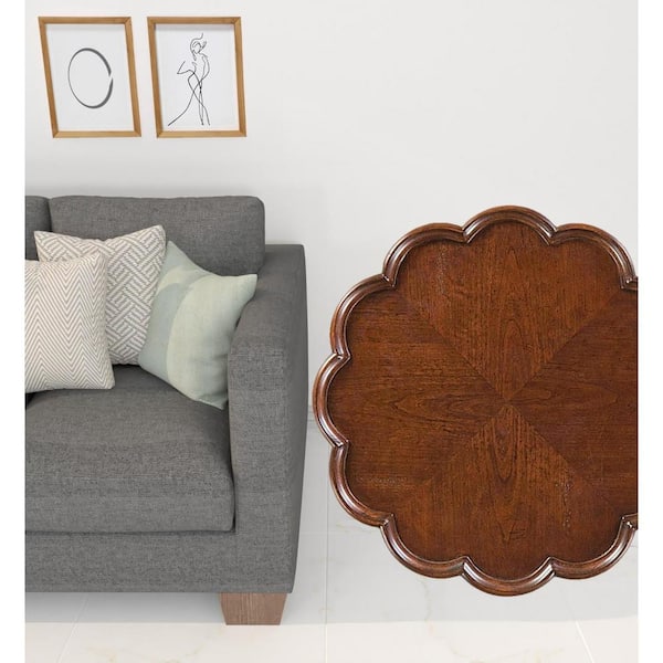 HomeRoots 20 in. Dark Brown Round MDF End Table