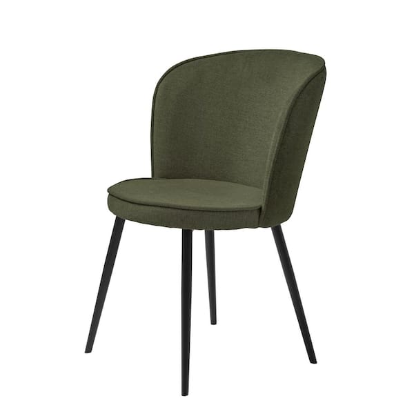 Unbranded Olive Green Fabric Round dining Chairs with Steel Legs, (set of 2)