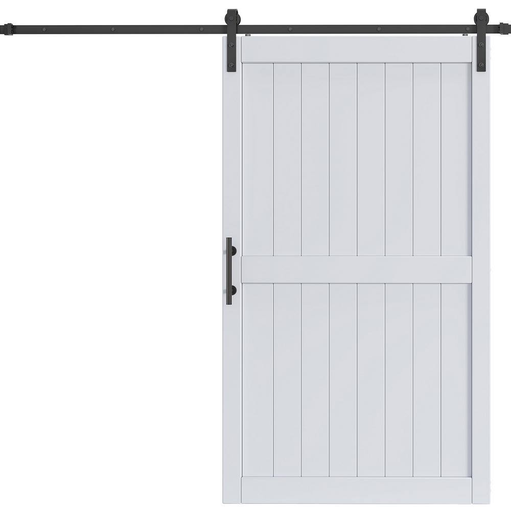 easelife 48 in. x 84 in. White Paneled H Shape Solid MDF Sliding Barn ...