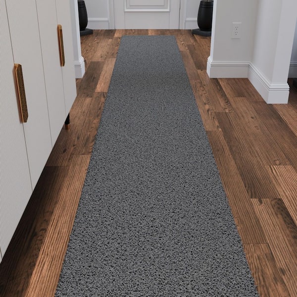 Cozy Plush Non-Slip Rubberback Soft Gray 2 ft. x 21 ft. Indoor Runner Rug